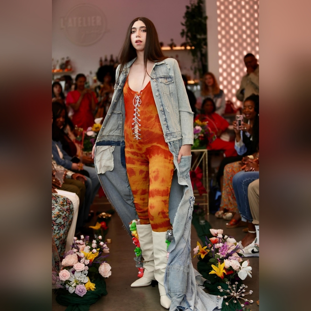 Upcycled Orange & Red Tie-Dye Jumpsuit